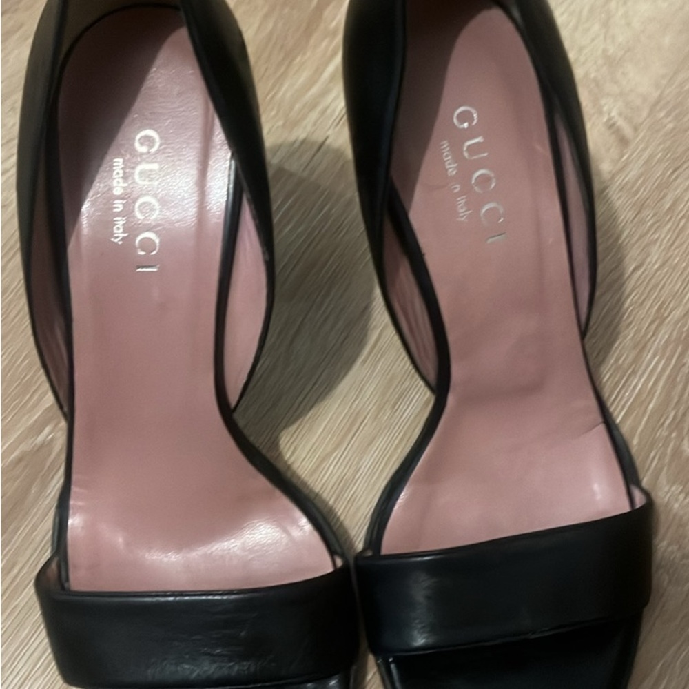 Gucci Black Open-Toe Heels